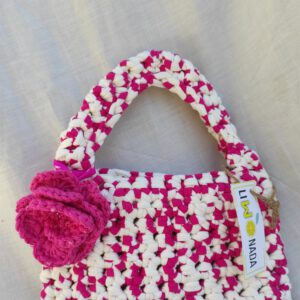 Bolso blanco y rosa