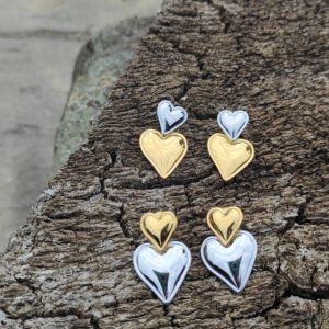 Pendientes doble corazón