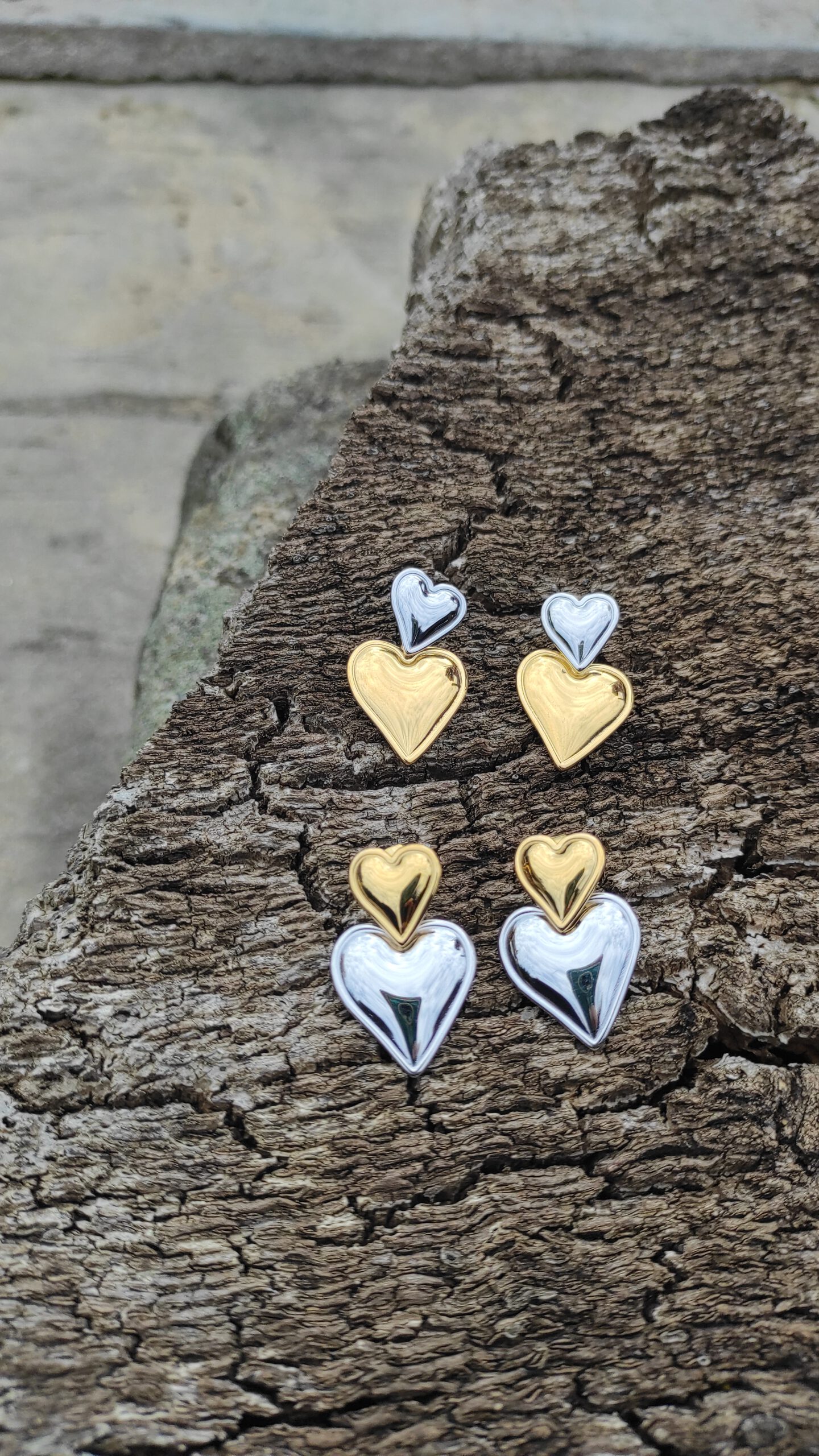 Pendientes doble corazón