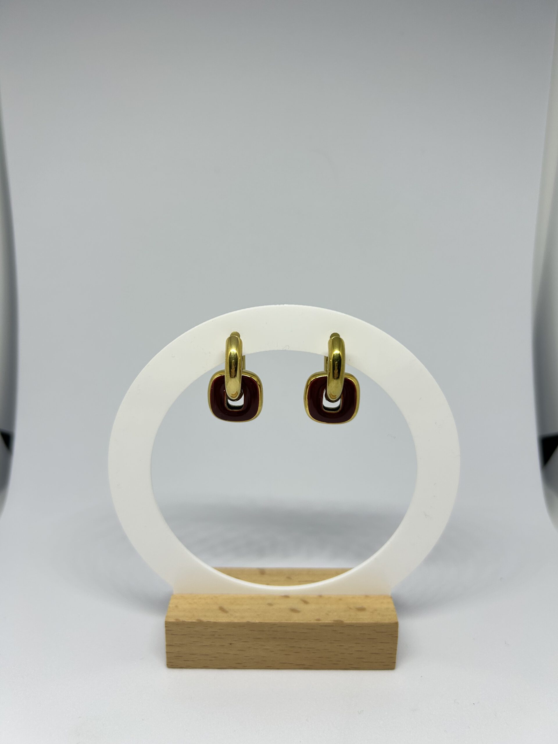 Pendientes dorado granate - Imagen 2